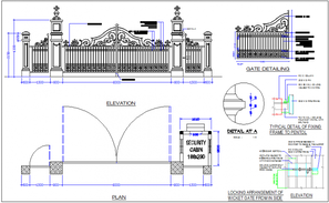 Plan,elevation and side view of door with mesh area in design dwg file ...