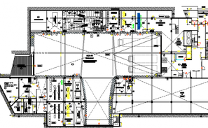 Front side elevation of commercial shopping plan is given in this ...