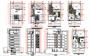 Plan and section detail of high rise building 2d view CAD structural ...