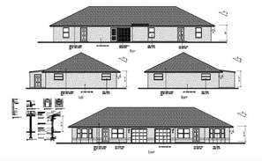 Modern bungalow elevation, isometric view, floor plan and auto-cad ...