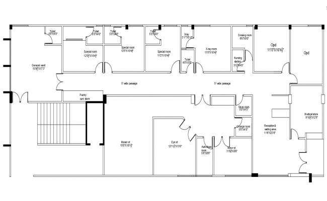 A Hospital commercial building plan autocad file - Cadbull