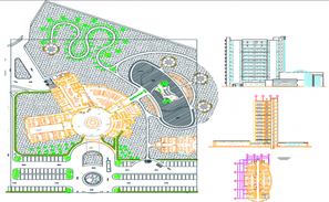 Small hotel top view plan of parking detail in dwg AutoCAD file. - Cadbull