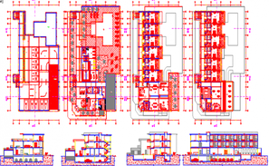 Hotel plan and elevation layout file - Cadbull