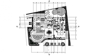 Sectional layout of the restaurant building 2d view autocad file - Cadbull