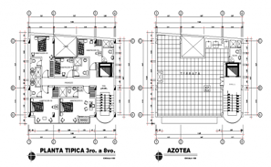 Floor plan of the multistorey hotel building with detail dimension in ...