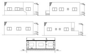 Sectional elevation of bungalow in autocad - Cadbull