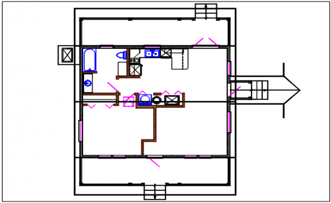 4 BHK House Layout Plan With Interior Furniture Drawing DWG File - Cadbull