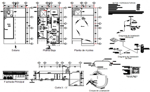 Apartment design with elevation and section in dwg file - Cadbull