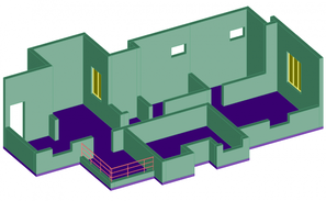 Front 3 D commercial building elevation plan detail dwg file - Cadbull