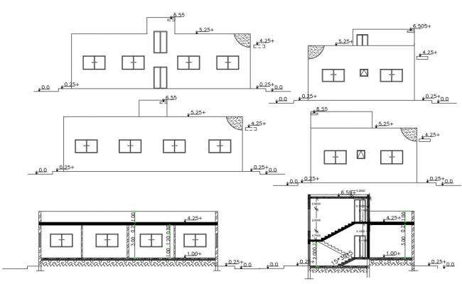 Elevation view in detail of bungalow dwg file - Cadbull