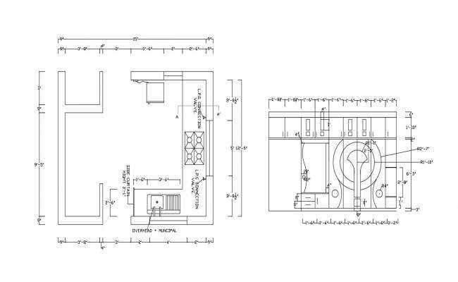 Kitchen of restaurant with bar architecture layout plan cad drawing