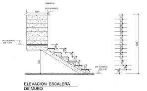 Stair case design with wall and column detail construction view dwg ...