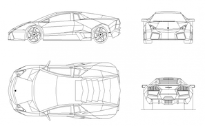 Lamborghini aventador car plan detail dwg. - Cadbull