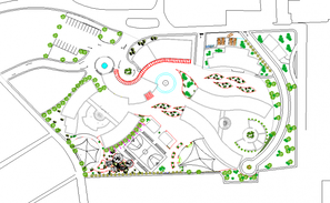 Public park plan detail view and section view detail dwg file, - Cadbull