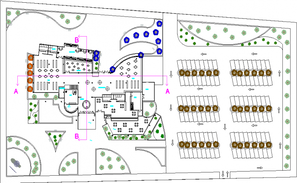 Plan and section Central market plan dwg file - Cadbull