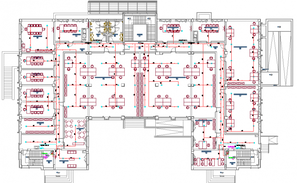 Auto-agency office building elevation, section and floor plan details ...