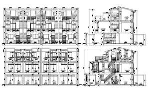 Elevation, section and plan of house 2d view CAD construction block ...