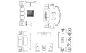 Living room furniture plan detail dwg. - Cadbull