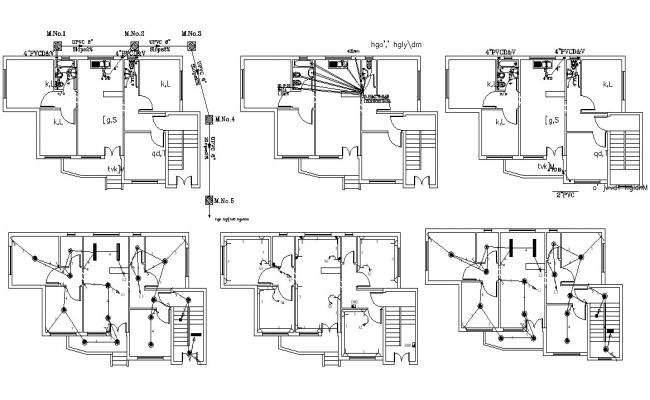 Electrical layout plan details of all floors of residential building