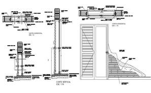 Sliding windows aluminum section detail design drawing - Cadbull