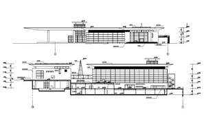 Principal elevation business hub plan layout file - Cadbull