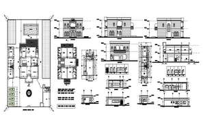 Modern Two-level Residential House Elevation, Section And Floor Plan 