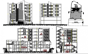 Multi-level commercial shopping center detailed architecture project ...