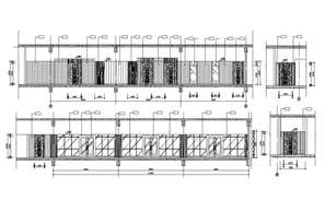 Administration building plan of different department and elevation dwg ...