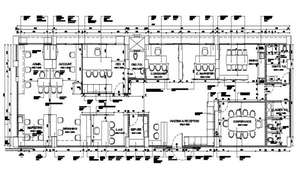 Office building elevation, cover plan and distribution plan details dwg ...