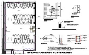 Retail market elevation, section and layout with floor plan details dwg ...