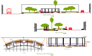 Section detail of Sitting for public park presented in this cad drawing ...