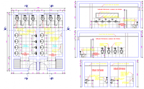 Public bathrooms auto-cad details in shopping center dwg file - Cadbull