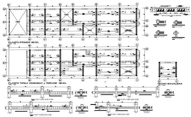 Column structure drawings detials 2d view autocad software file - Cadbull