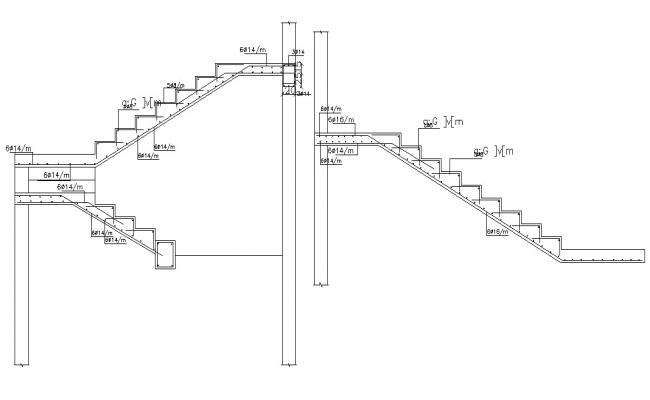 Stair plan and elevation with detail of construction design dwg file ...