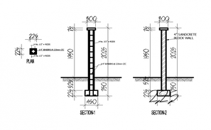 Front fence wall details are given in this Autocad drawing file ...