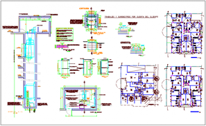 Multi-flooring apartment building facade and cut sectional details dwg ...