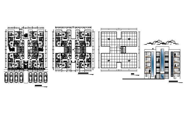 Three floor apartment plan drawing in dwg AutoCAD file. - Cadbull