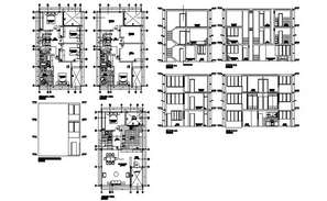 4 Unit Apartment Cluster Layout Plan With Furniture Set Up Drawing DWG ...