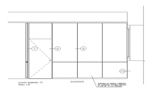 Facade elevation, section and side sectional details of commercial ...