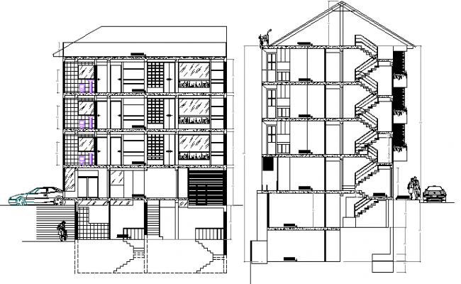 Details of glass lift elevators plan and section of multi flooring ...