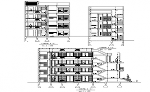 Elevation with different axis view for office building dwg file - Cadbull