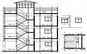 Elevation view with different elevation detail of university building ...