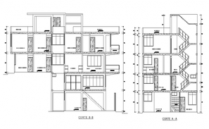 Side sectional view of multi-family residential building dwg file - Cadbull