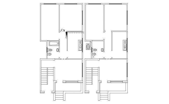 Residential House Floors Plan With Column Design Autocad Drawing Cadbull