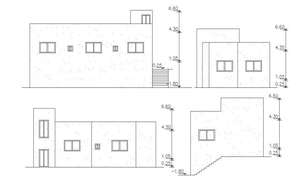 2 BHK House 3 Storey Floor Plan With Building Sectional Elevation ...