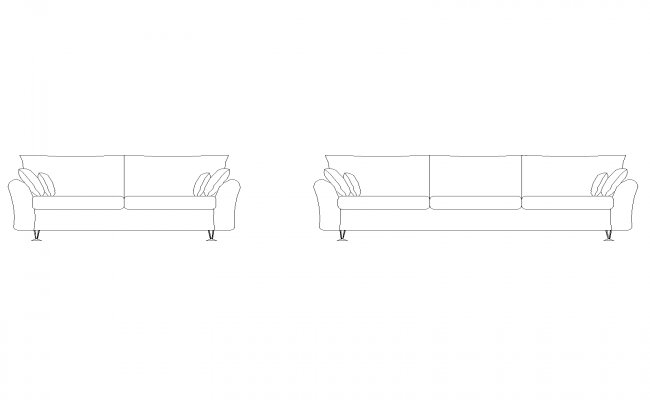 Four Seated Simple Sofa Set Top View Elevation Block Drawing Details