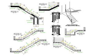 Detail of handrail of staircase in dwg file. - Cadbull