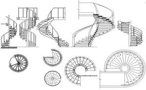 Stair case view with detail with construction view dwg file - Cadbull