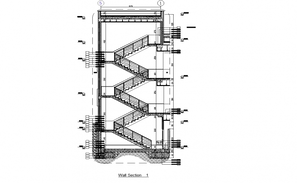 Staircase elevation and section detail dwg file - Cadbull