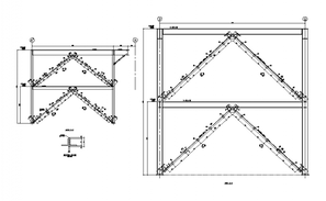 Angle steel vertical bracing section detail dwg file - Cadbull